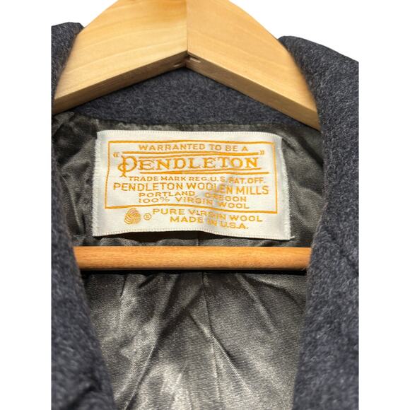 Pendleton Vintage wool trench coat  Gray USA Long Sleeve  Button up. - Picture 2 of 8